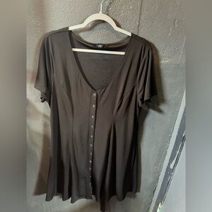 Forever 21 Black Button-Down Women's Fit Flare Mini Dress